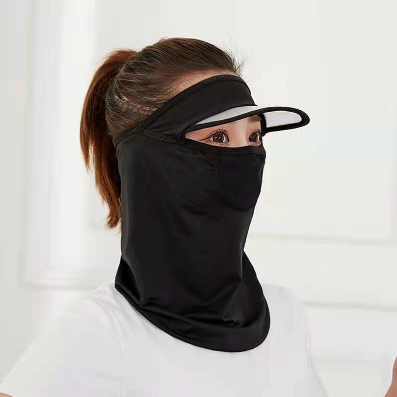 [HCM]Khẩu Trang NINJA có vành nón Che Kín Mặt Cổ. Khẩu Trang Vải Lụa Lạnh Thoáng Khí Chống Nắng Chốn