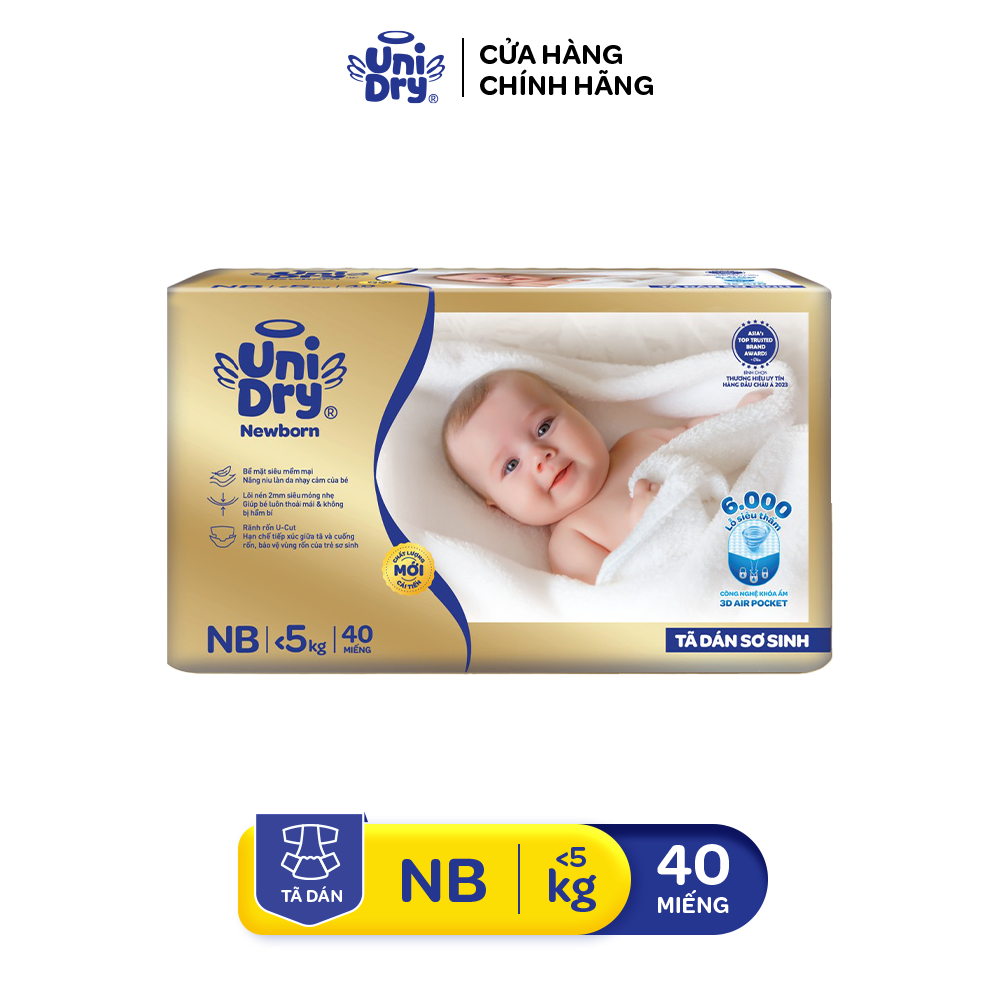 Tã dán sơ sinh UniDry Supreme siêu mỏng chỉ 2mm - NB40