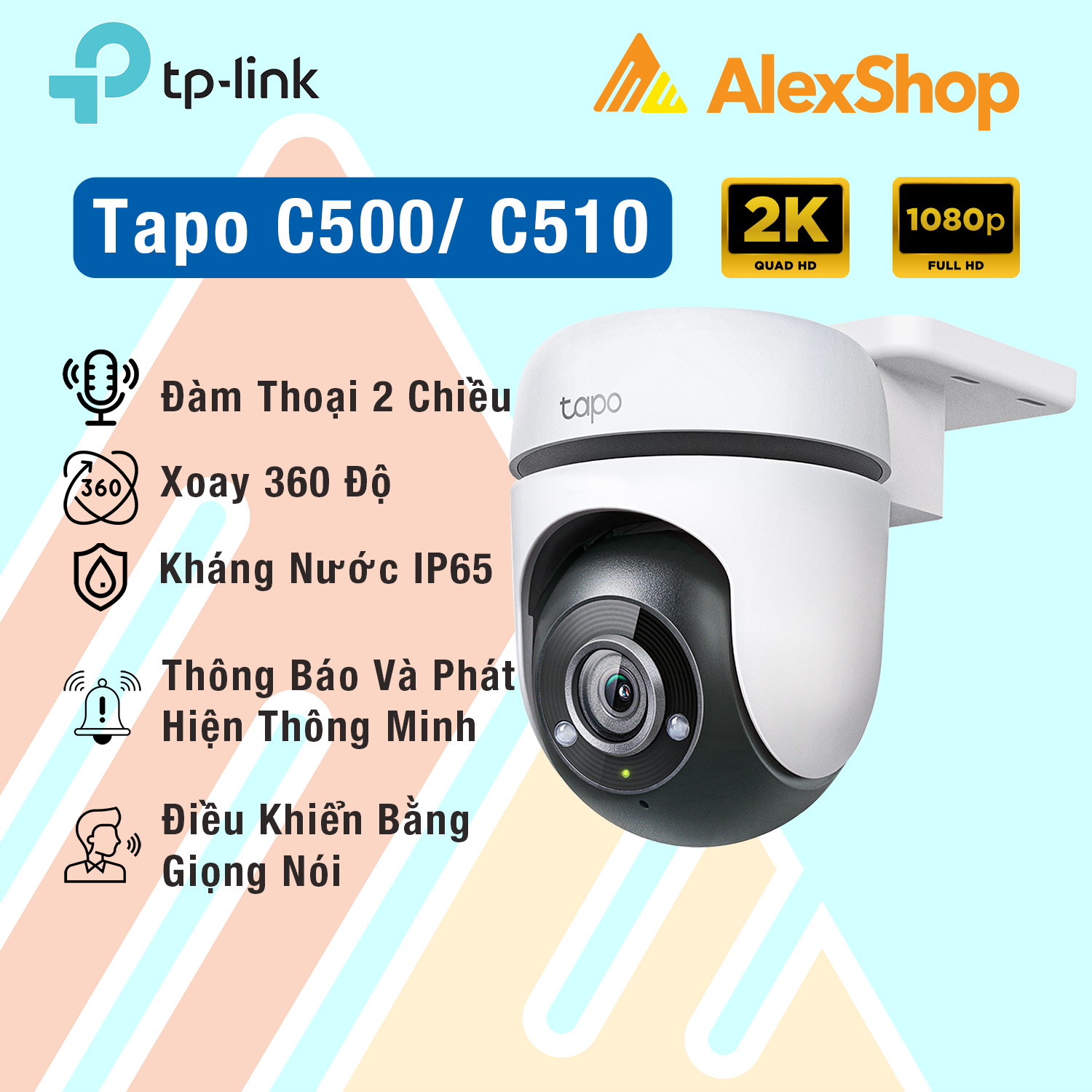 Camera WiFi TPLink Tapo C510/ C500 2K/ FullHD Xoay 360 - Chính Hãng