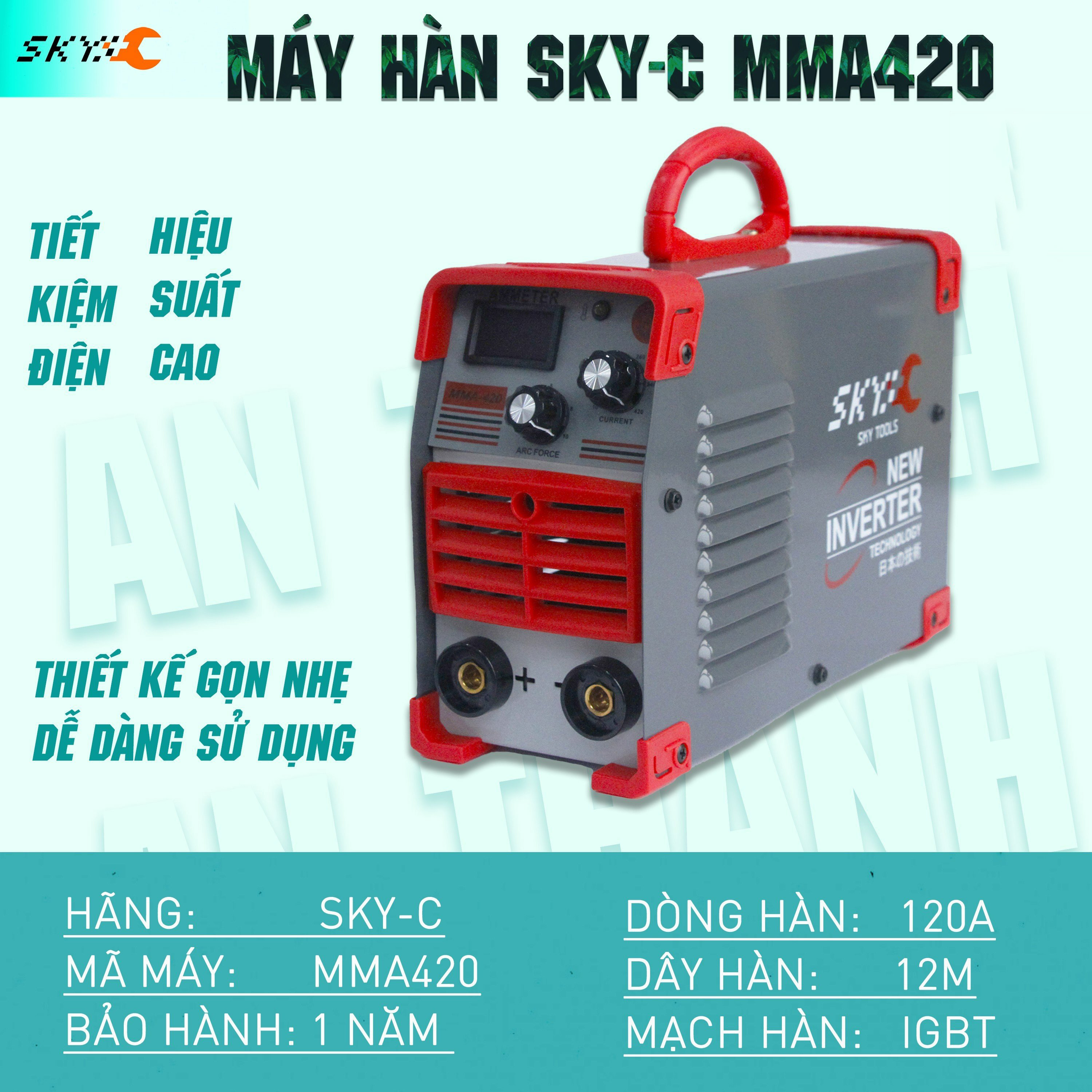 Máy hàn điện tử mini MMA420 SKY full phụ kiện và 20 que hàn  Máy hàn hồ quang kéo que 2.5 lõi đồng  