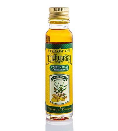 Dầu Lăn Thảo Dược Gừng Yellow Oil Green Herb Thái Lan 24Cc