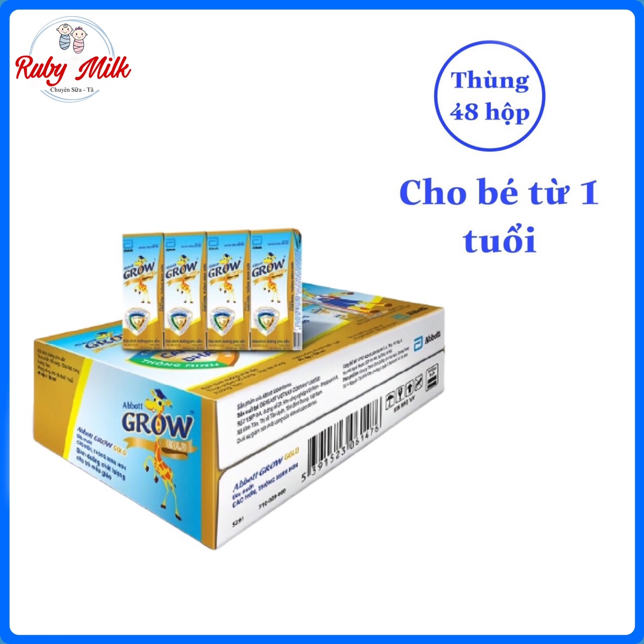 Thùng 48 hộp sữa bột Abbott Grow Pha Sẵn Vani hộp 110ml/180ml