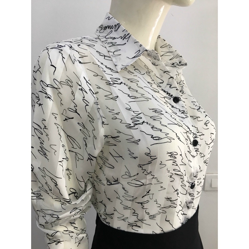 Áo sơ mi nữ cao cấp công sở đẹp MQ BOUTIQUE áo sơ mi chữ