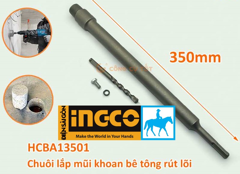 Mũi khoan tường bê tông lỗ khoét 65mm 30mm Total TAC430651 Ingco HCB0651