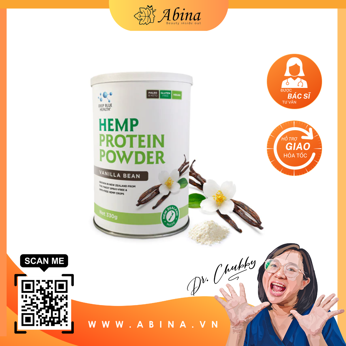 Bột dinh dưỡng chứa protein từ New Zealand - Deep Blue Health H Protein Powder (330gr)  - DR Chubby