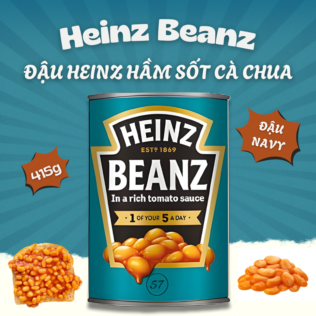 Đậu hầm sốt cà chua Heinz Beans Tomato Sauce 57  415g- Xuất xứ: Anh