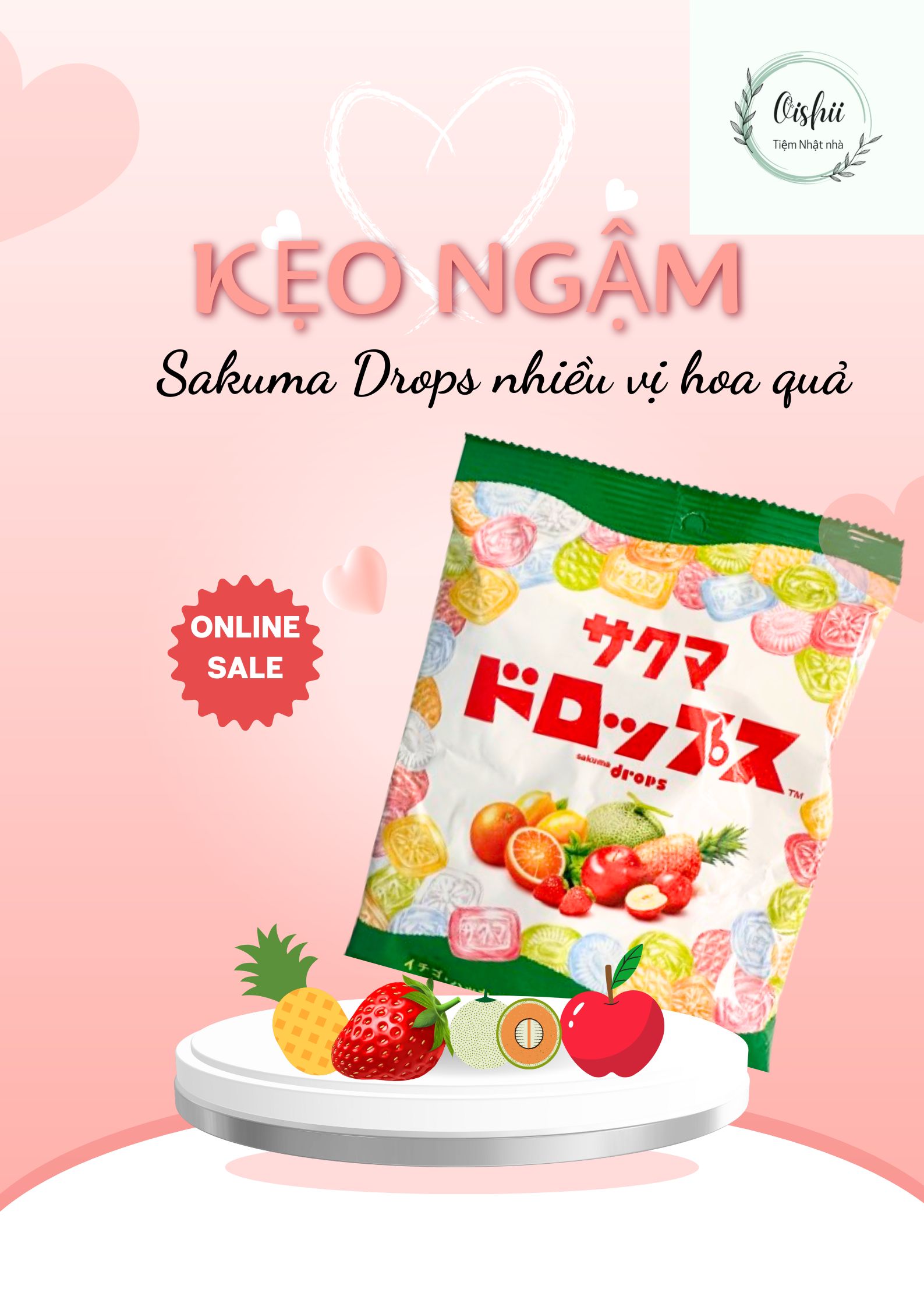 Kẹo ngậm Sakuma Drops nhiều vị hoa quả khác nhau - Hàng Nhật chính hãng