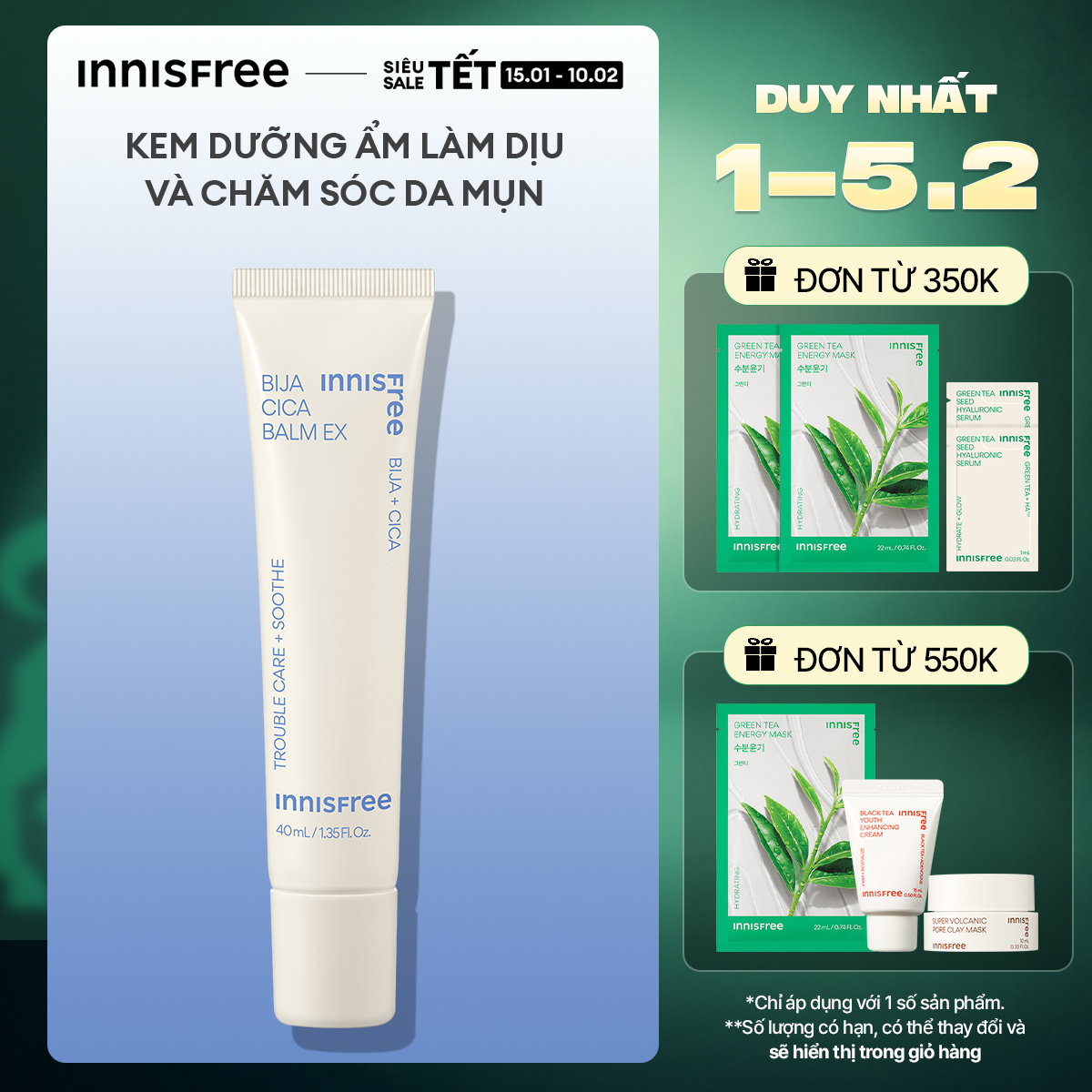 Sáp dưỡng làm dịu da INNISFREE Bija Cica Balm EX