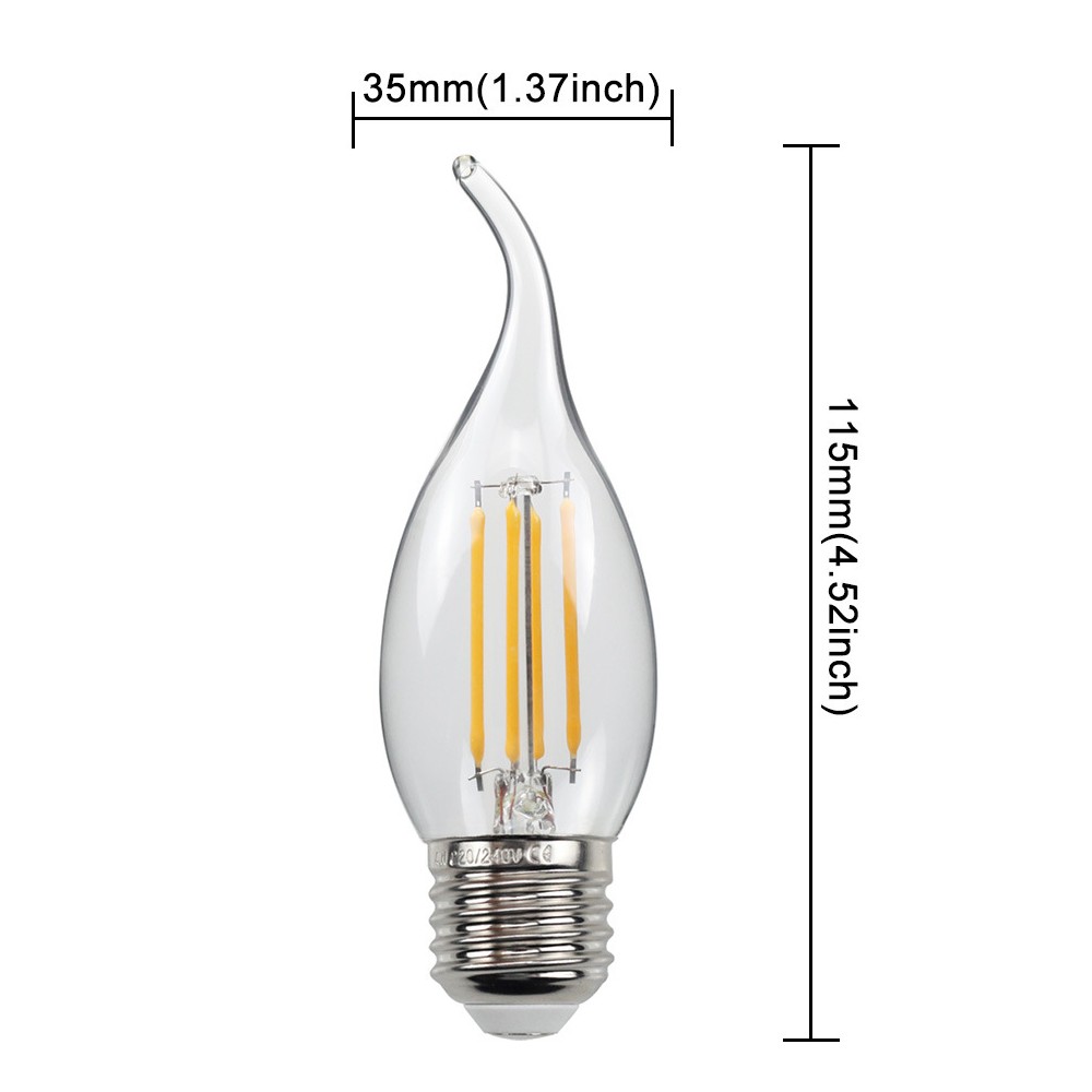 Bóng Edison C35 quả nhót / led râu (bóng nến) 4w đuôi E14/E27