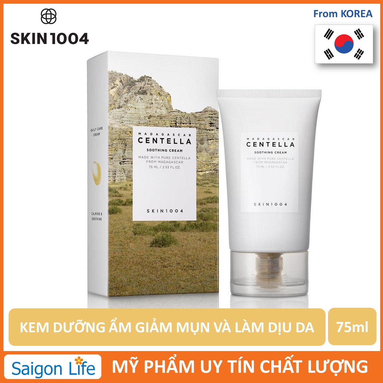 Kem Dưỡng Giảm Mụn Làm Dịu Da Skin1004 Madagascar Centella Soothing Cream 75g (Nâu)