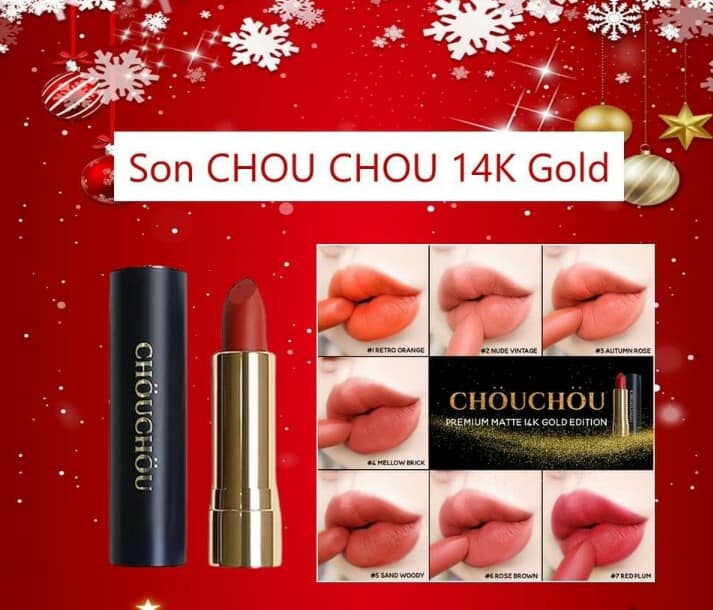 [Hcm]Son Thỏi Mạ Vàng Chouchou Premium Matte 14K Gold Edition 3.5G