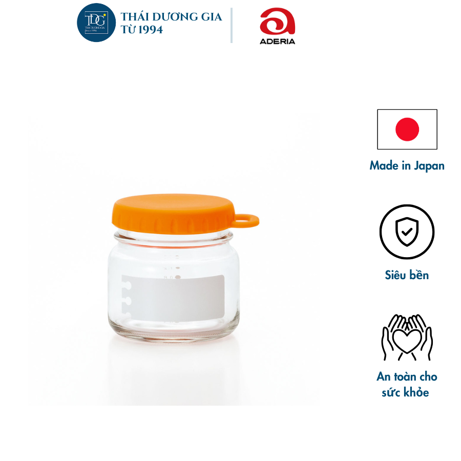 Lọ hũ thủy tinh eCap nắp silicon dễ mở màu cam Nhật Bản Aderia