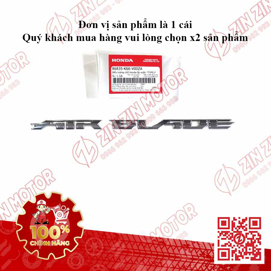 Tem Xe AB 2019 Tem Rời Air Blade 2019 Đen Bạc Phiên Bản Cao Cấp Zin Chính Hãng Honda - ZZM