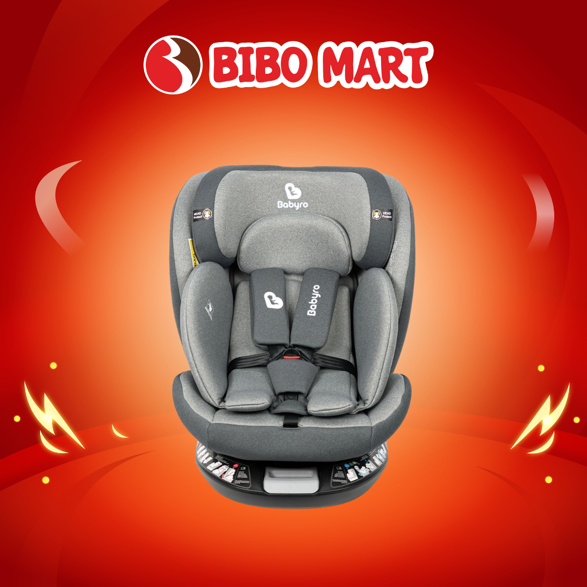 Ghế Ngồi Ô Tô Cho Bé Babyro Spinsafe An Toàn Xoay 360 Độ Cho Bé 0-12 Tuổi - Bibo Mart
