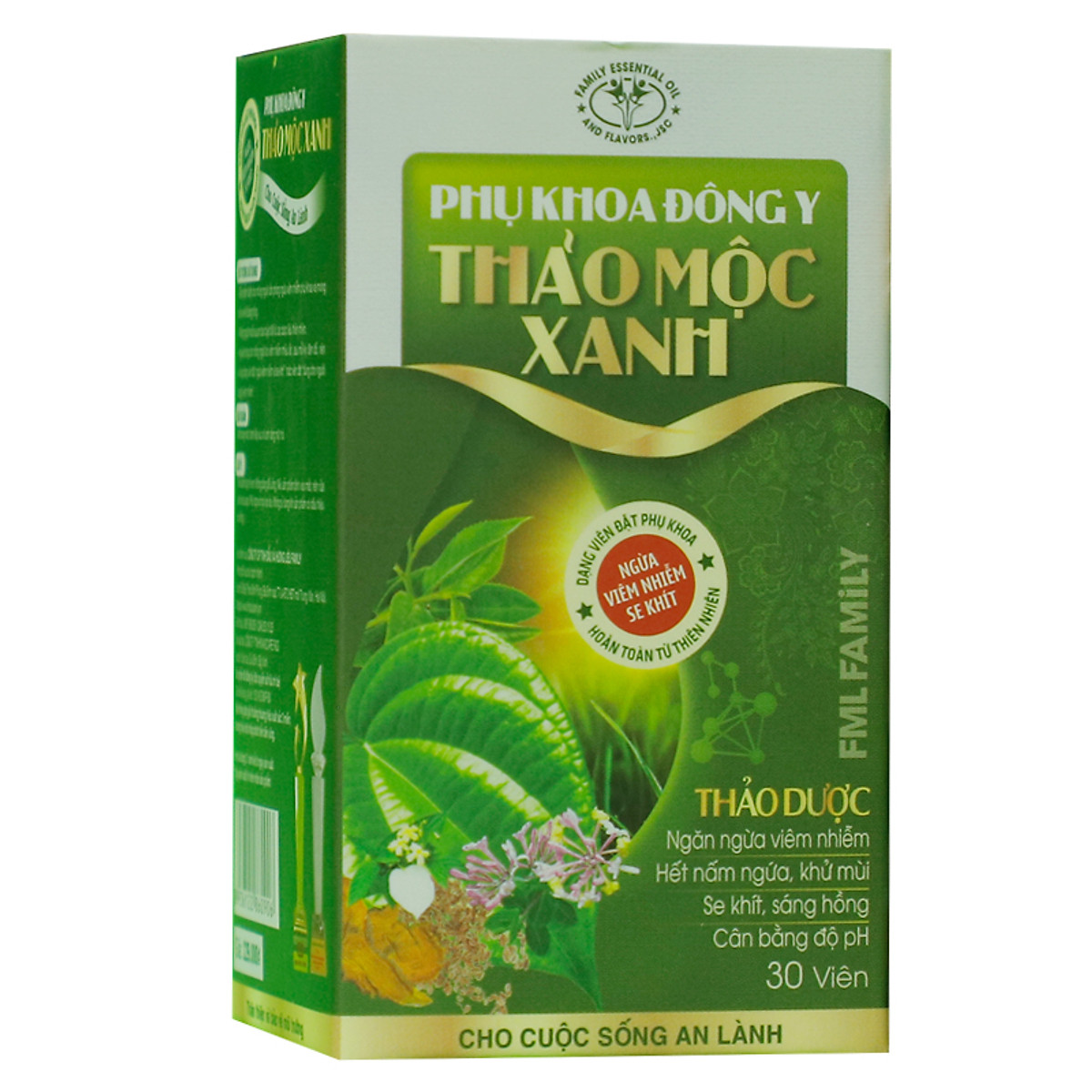 Viên Đặt Dùng Khi Đang Bị Viêm Nhiễm - Phụ Khoa Đông Y Thảo Mộc Xanh Fml Family (Lọ 30 Viên)