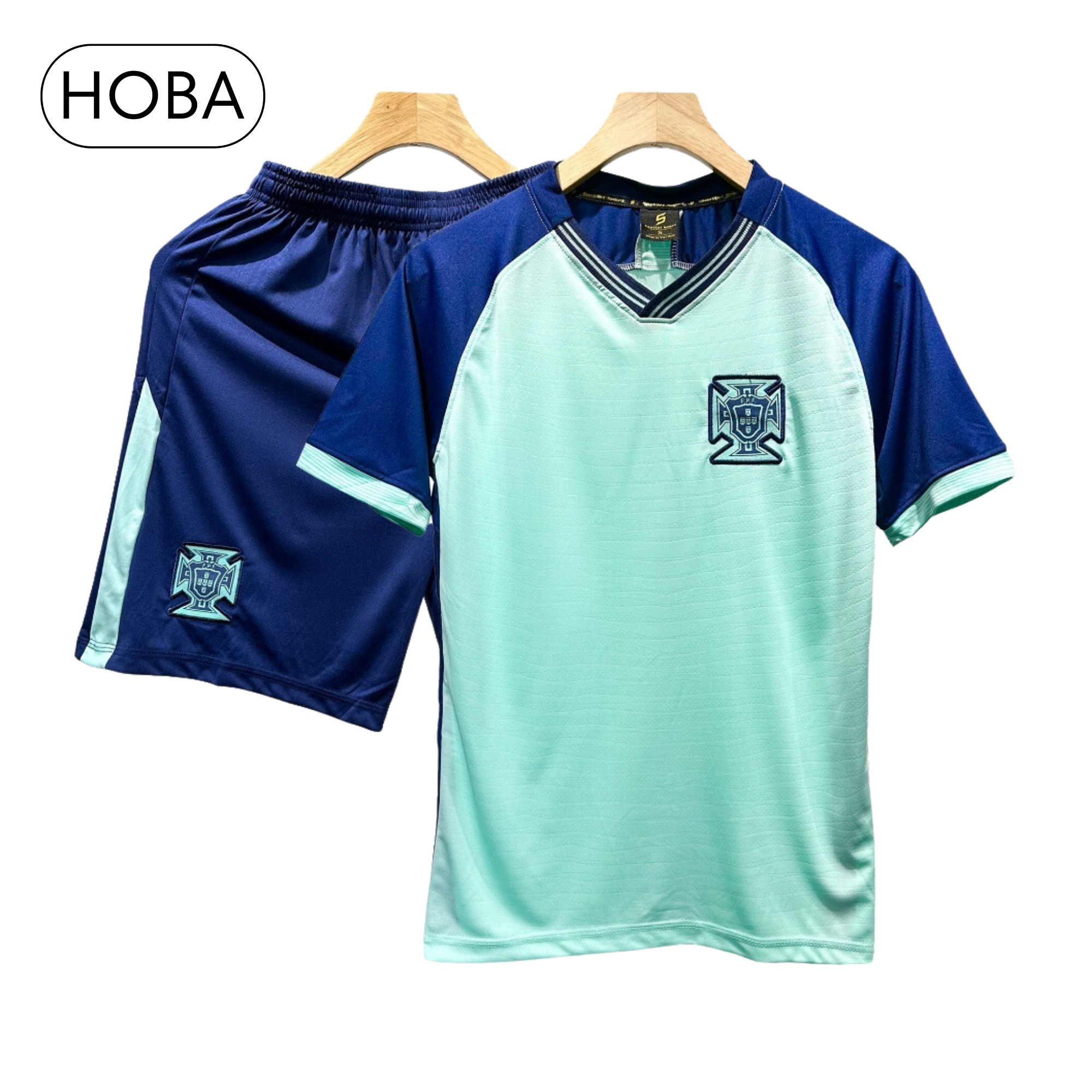 Bộ quần áo bóng đá đồ đá banh đội tuyển Bồ Đào Nha xanh ngọc vải thun lạnh cao cấp