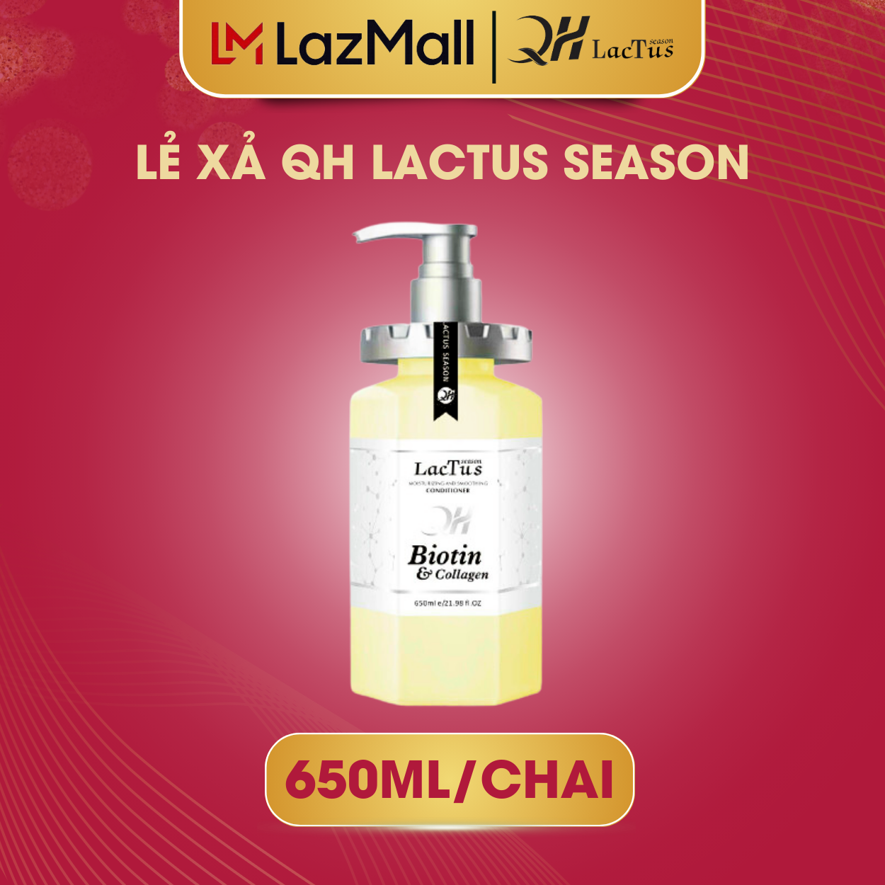 Dầu gội xả Biotin QH Lactus Season giảm tóc gãy rụng giảm gàu dầu thừa và bã nhờn lactus season biotin collagen 650ml