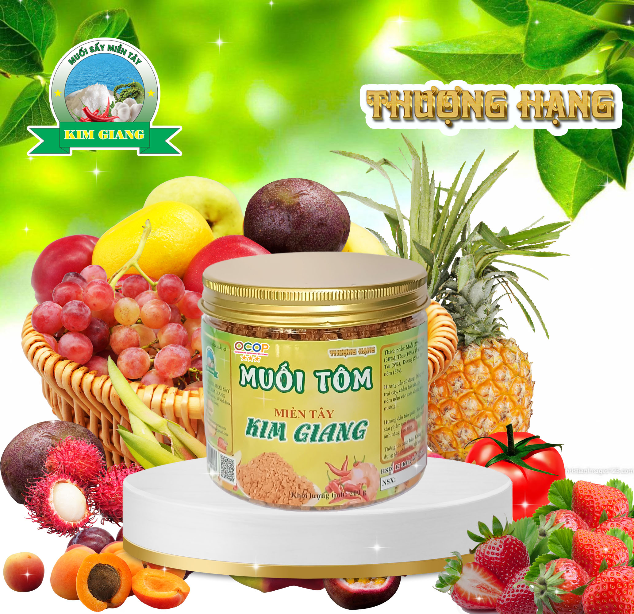 Muối Tôm Miền Tây Kim Giang 200 g - Thượng Hạng OCOP 3 sao