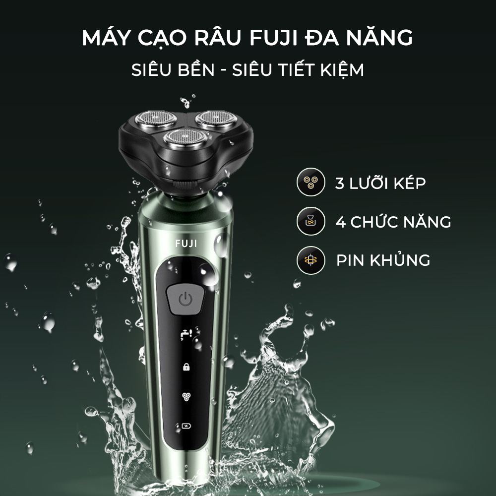 Bộ Máy cạo râu đa năng kèm 4 phụ kiện Fuji Nhật Bản gồm cạo râu cắt tóc mai tỉa lông mũi rửa mặt và 