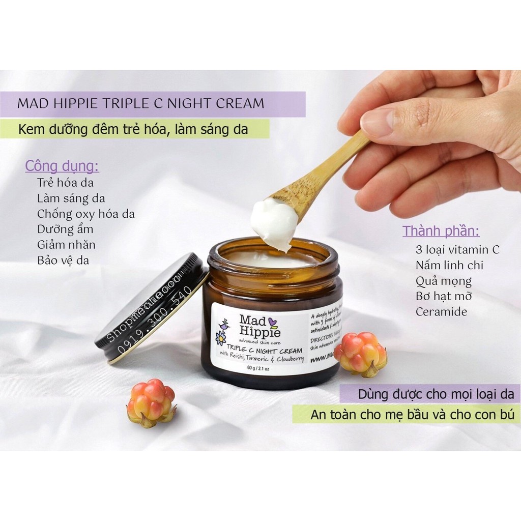 [Meoheo] Kem Dưỡng Đêm Trẻ Hóa Làm Sáng Da Giảm Nhăn Bảo Vệ Da Triple C Night Cream 50Ml Mad Hippie