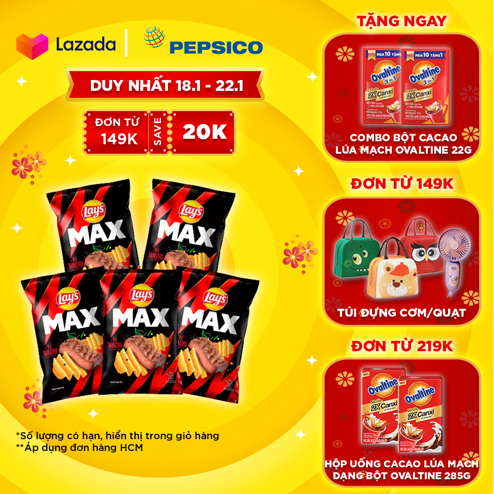 [Deal Tết 2025 tặng Ovaltine] Combo 5 Lays MAX vị Bò Wagyu 125G