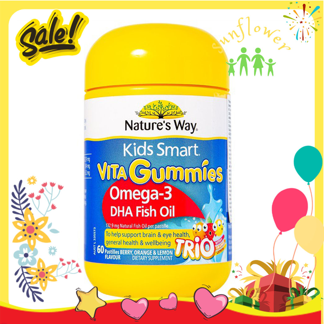 Kẹo gum bổ sung DHA cho bé Kids Smart Omega3 Fish Oil Trio 60 Viên Của Úc