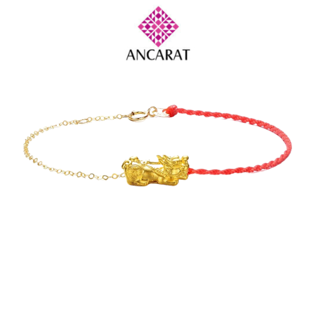 Lắc tay nữ Redline Tỳ Hưu vàng 24K Chỉ đỏ Ancarat