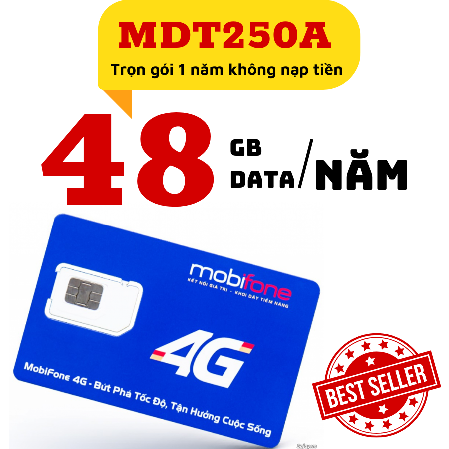 ( Có Esim ) Siêu Sim 4G Mobifone Không Giới Hạn Data Truy Cập - Sài 1 Năm Không Nạp Tiền | MDT250A -