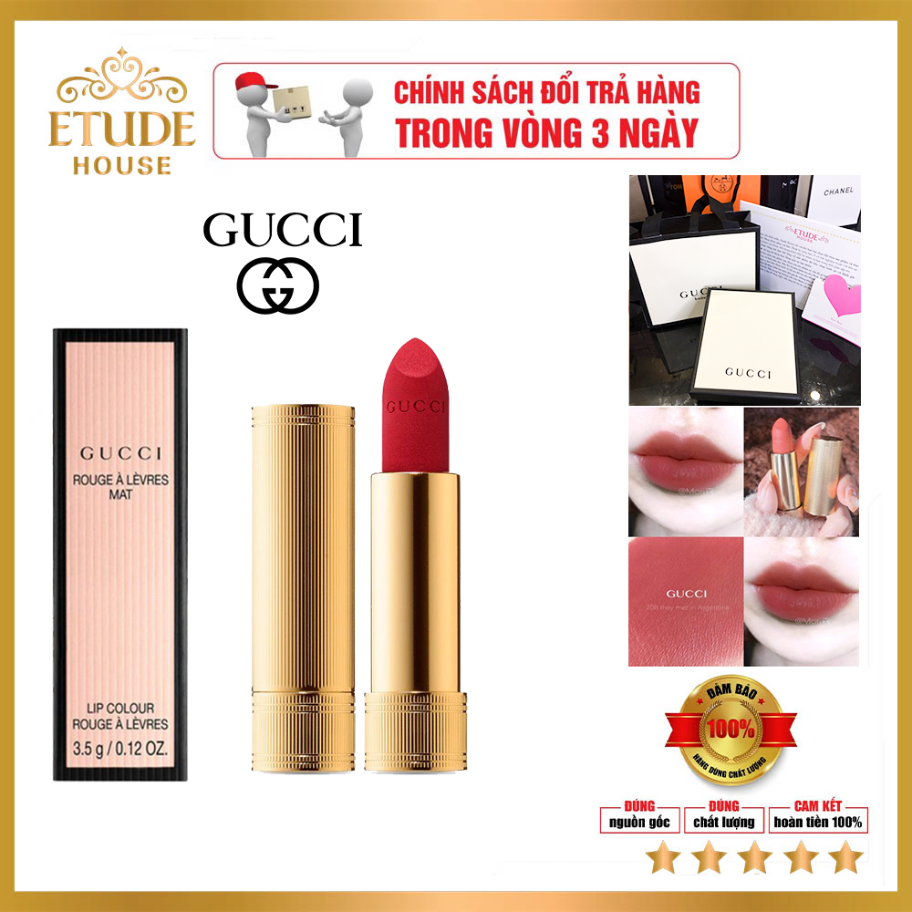Son Gucci Matte/Satin. chất son lì hoàn hảo siêu mịn che được hết các khuyết điểm của môi