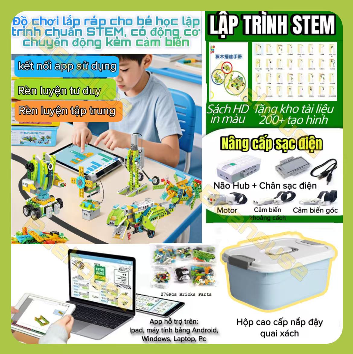 BỘ LẬP TRÌNH WEDO 2.0 CHUÂN STEM KÈM CẢM BIẾN MÔ HÌNH động cơ-KÈM THÙNG NHỰA- Đồ Chơi Giáo Dục Educa