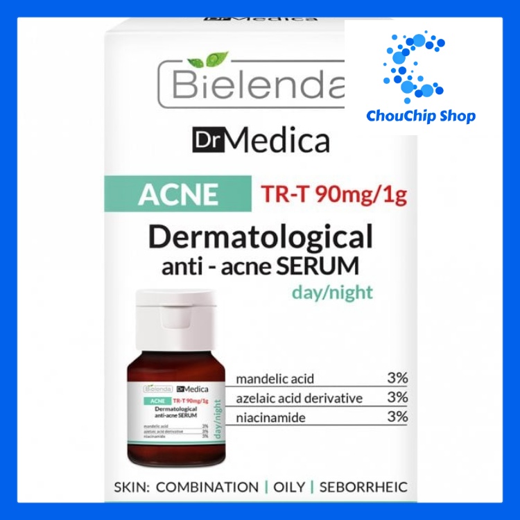 [Hcm]Serum Giảm Mụn Nhờn Làm Sáng Da Bielenda Dr Medica Dermatologic Anti - Acne Face Day Night 30Ml