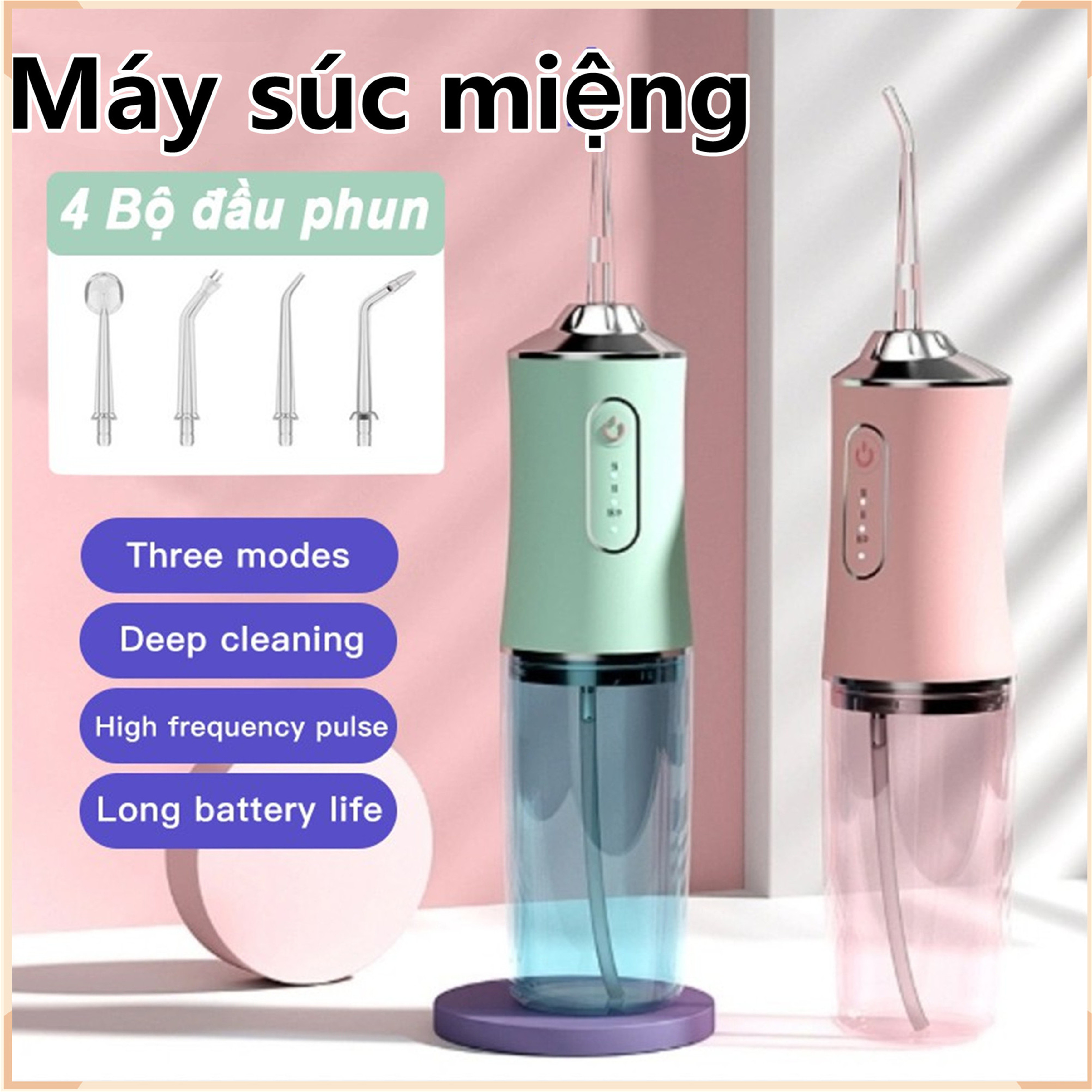 Loại Chỉ Nha Khoa Dùng Nước Vệ Sinh Răng Miệng Siêu Sạch Được Nha Sĩ Khuyên Dùng - Chỉ Nha Khoa Cầm Tay Dùng Để Vệ Sinh Răng Miệng Không Thấm Nước - Chỉ Nha Khoa Nước Để Làm Sạch Răng Cực Tốt - Đi Kèm 4 Vòi Phun