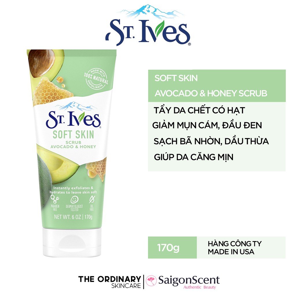 [Hcm]Tẩy Da Chết Có Hạt St.ives Soft Skin Avocado And Honey Face Scrub ( 170G )