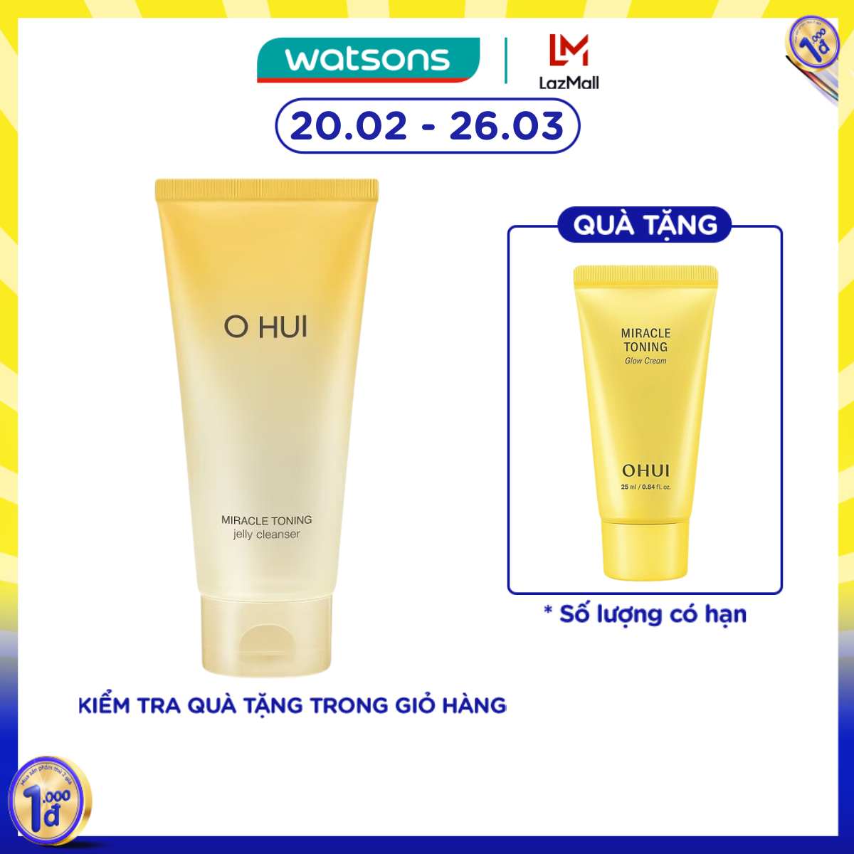 [MUA LÀ CÓ QUÀ] Gel Rửa Mặt OHUI Miracle Toning Jelly Cleanser 180ml