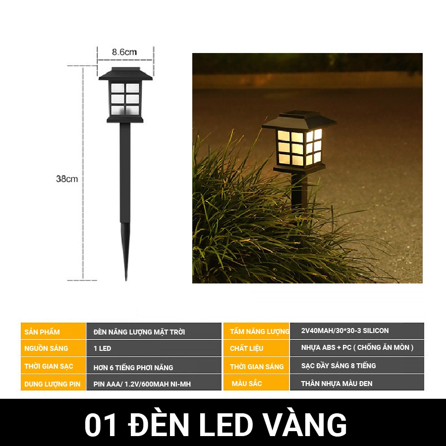 P PMC Đèn sân vườn năng lượng mặt trời đèn vuông trang trí sân vườn cầu thang ban công