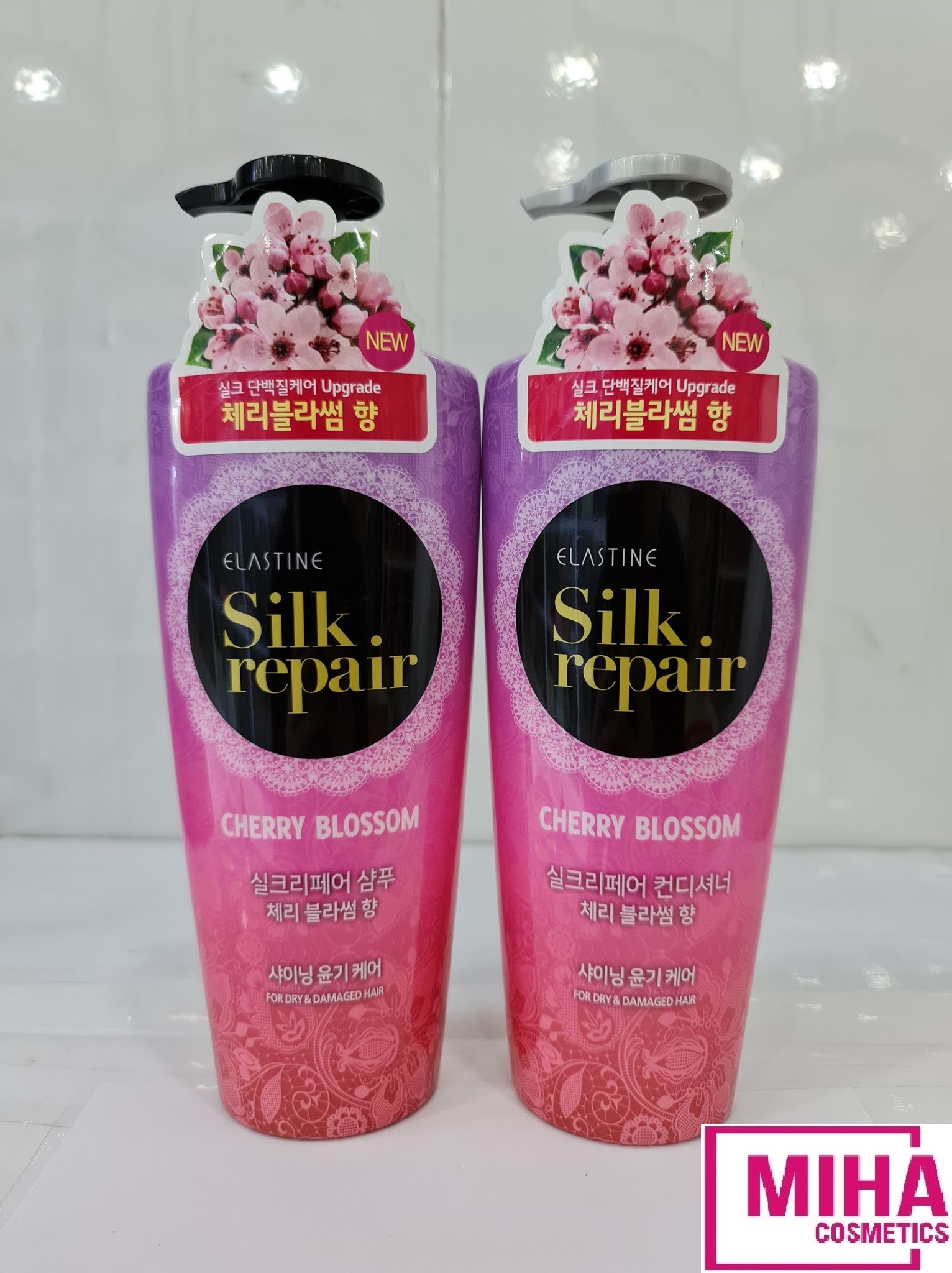 [Hcm]Combo 2 Chai Dầu Gội Và Dầu Xả Chăm Sóc Nuôi Dưỡng Tóc Hoa Anh Đào Elastine Silk Repair 550Ml