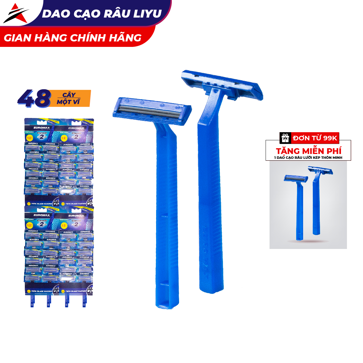 [Hcm]Dạo Cao Râu Liyu Euromax Cán Nhựa Hai Lưỡi Vĩ 48 Cây