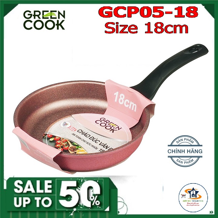 [HCM]Chảo đúc vân đá 7 lớp chống dính Greencook GCP05-18 size 18cm / GCP05-20 size 20cm / GCP05-26 s