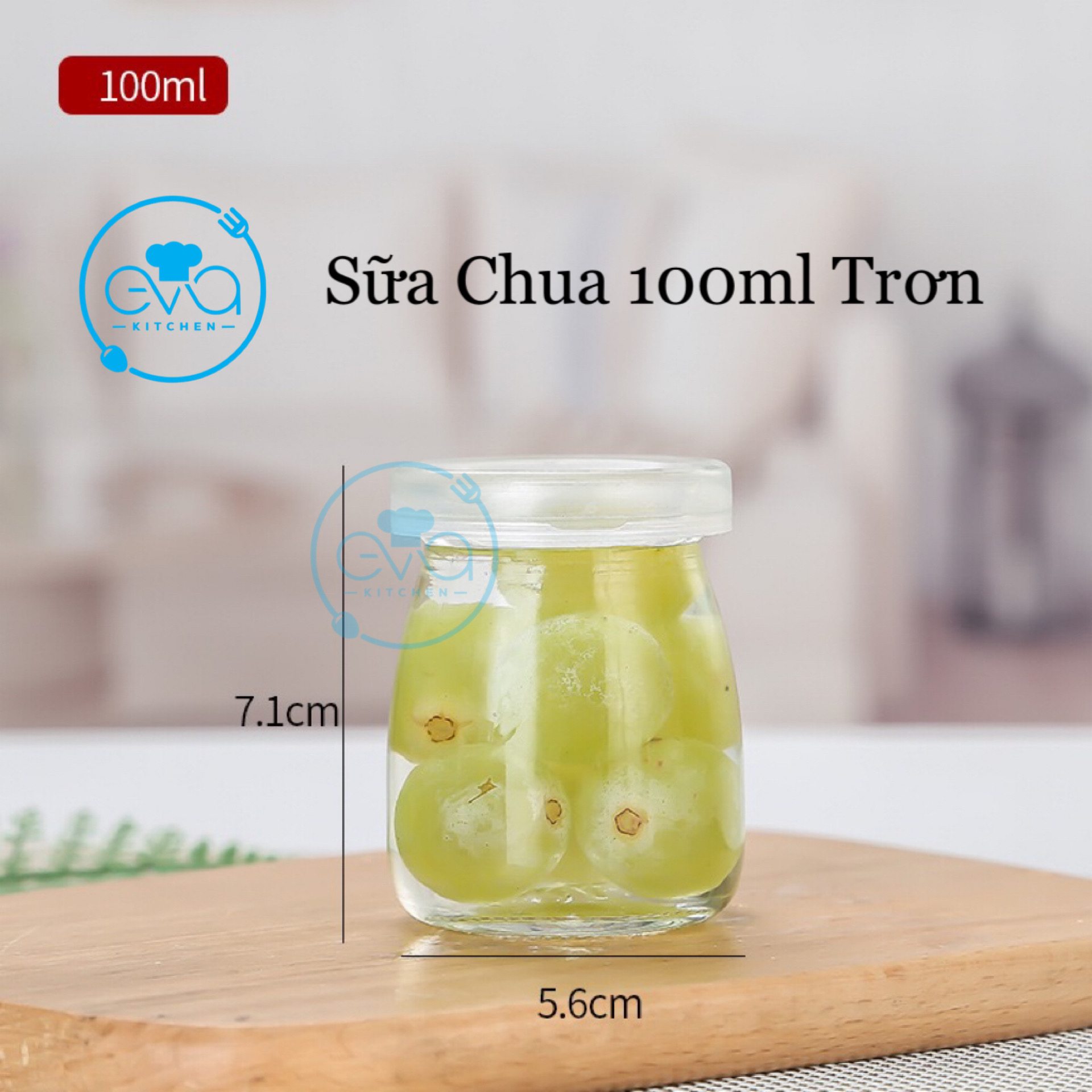 Lọ Thuỷ Tinh / Hũ Thuỷ Tinh In Hoạ Tiết Kèm Nắp Nhựa 100 Ml Dùng Đựng Sữa Chua Hoặc Chưng Yến Tiện D