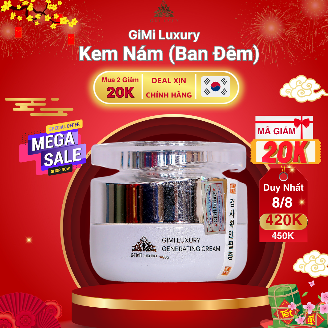 (Chính Hãng 100%) Kem Ban Đêm GiMi Luxury Hàn Quốc  (Gennerating Cream 30g) Mờ Nám & Tàn Nhan (Date 