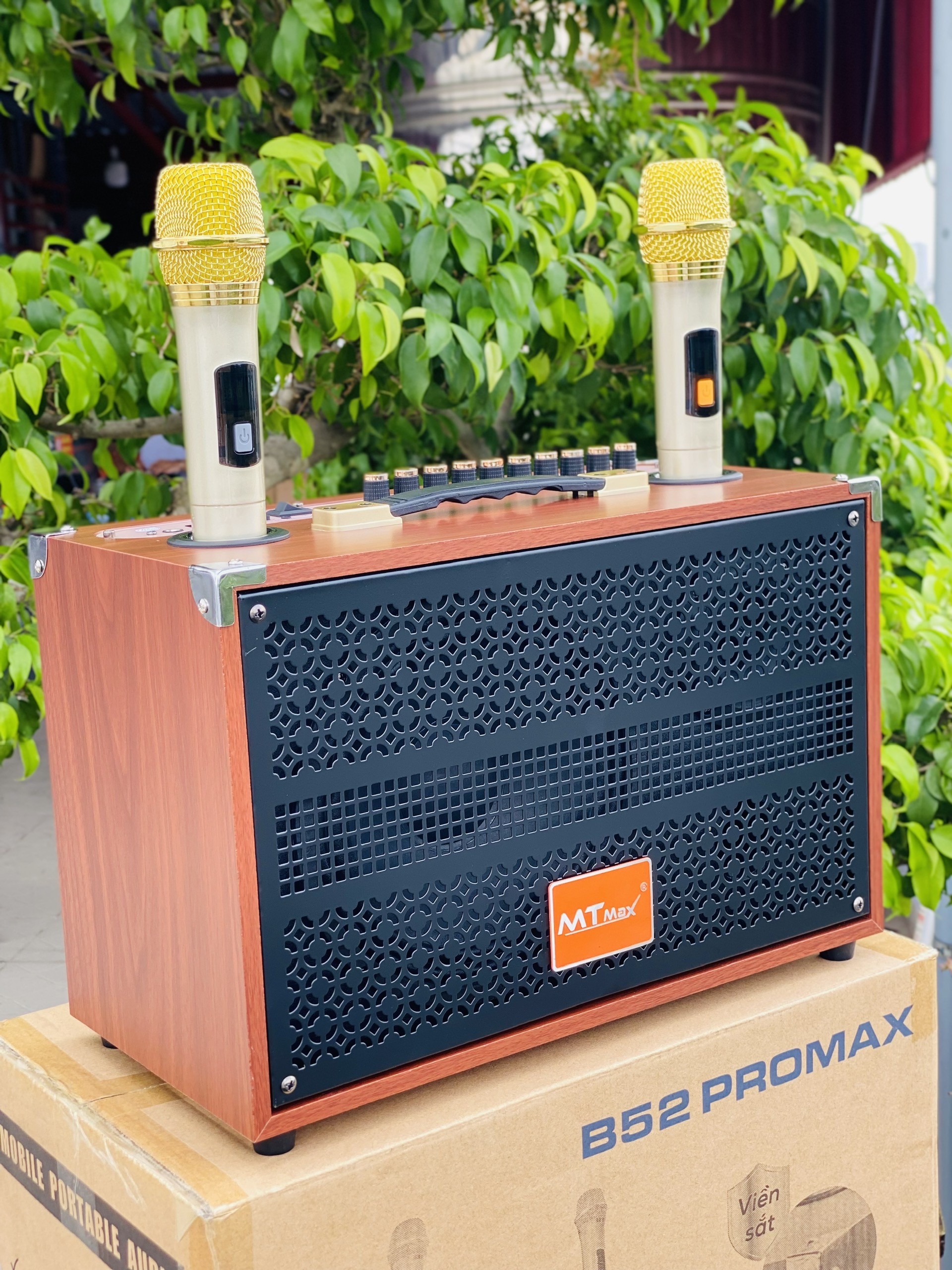 [ Xả Kho ] Loa Di Động Karaoke 10 Nút MTMAX B52 PRO Viền Sắt Bass 20cm Chỉnh Bass Treble Delay Echo 