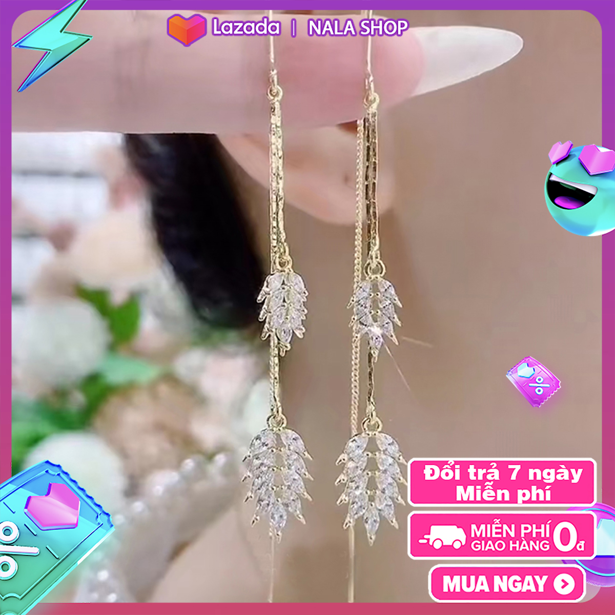 Bông tai chiếc lá dây rút sang trọng ZI918 Hàn Quốc - bong tay nữ đẹp kiểu cá tính khuyên tai nữ ngầ