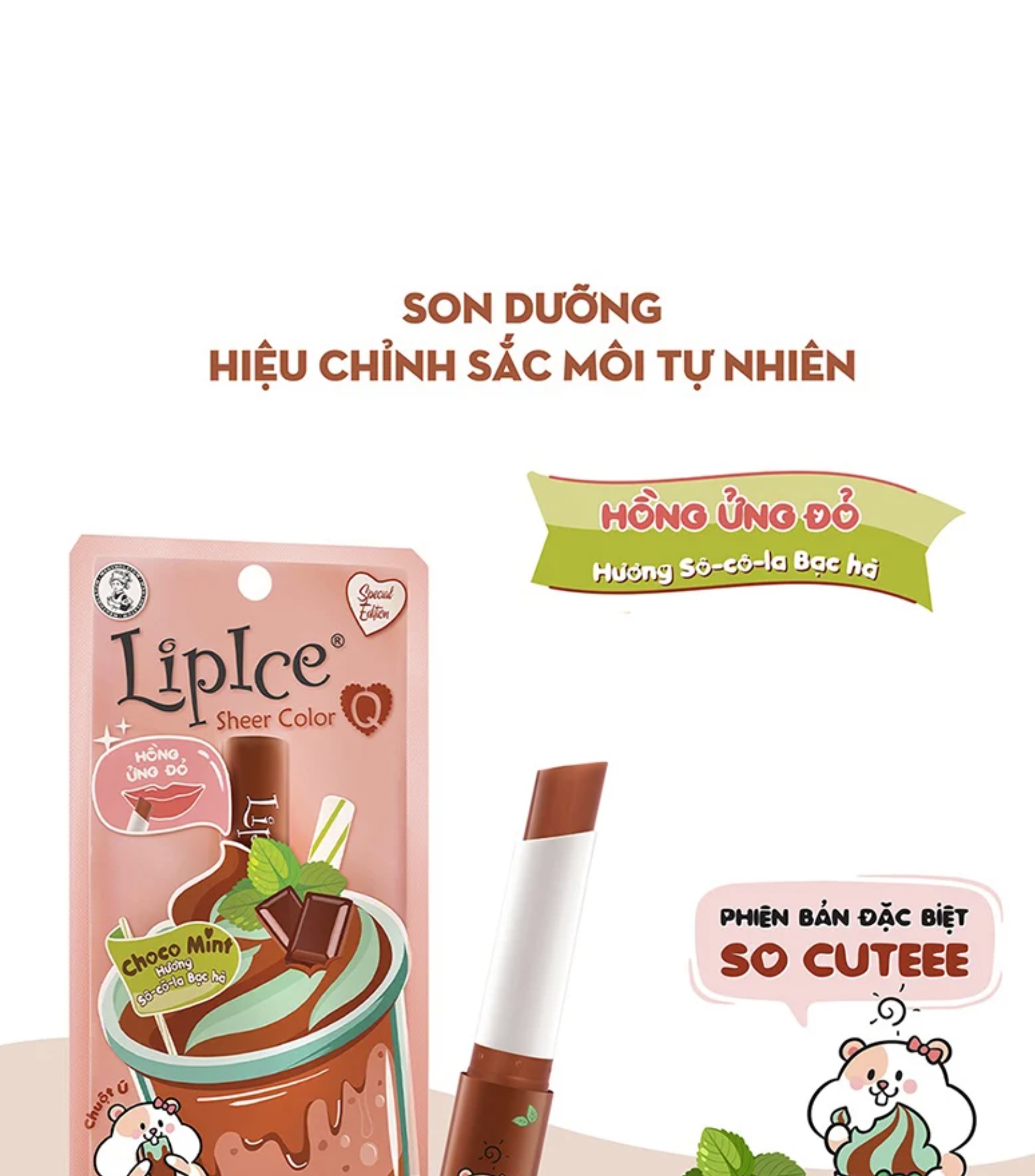 Son dưỡng môi LipIce Sheer Color Q Choco Mint - Sô cô la bạc hà
