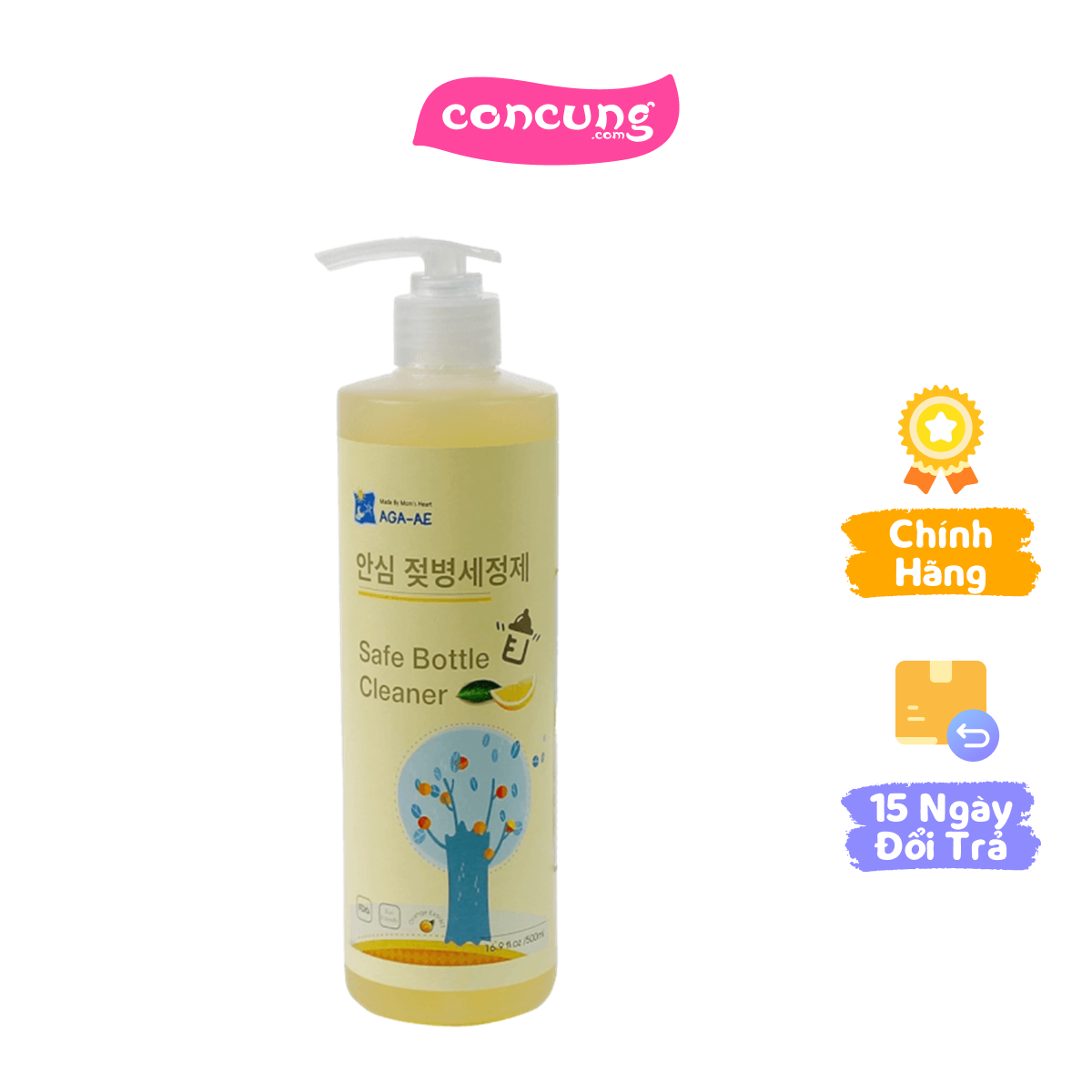 Nước rửa bình sữa AGA-AE hương cam - Chai 500ml
