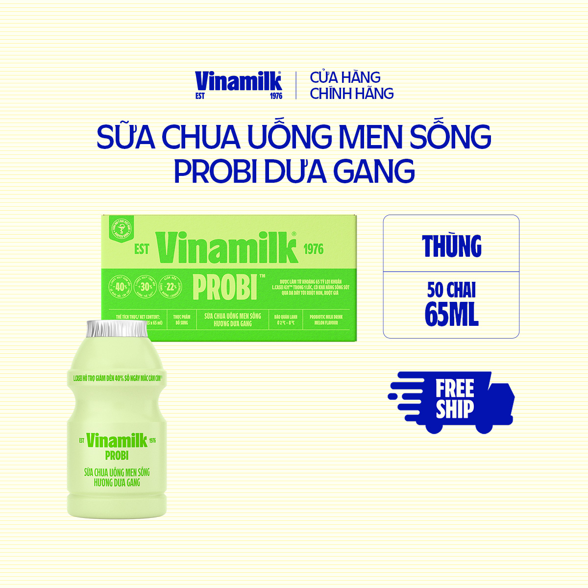 [CHỈ GIAO TRONG BÁN KÍNH 15KM] Thùng 50 chai Sữa Chua Uống Probi Dưa Gang Chai 65ml
