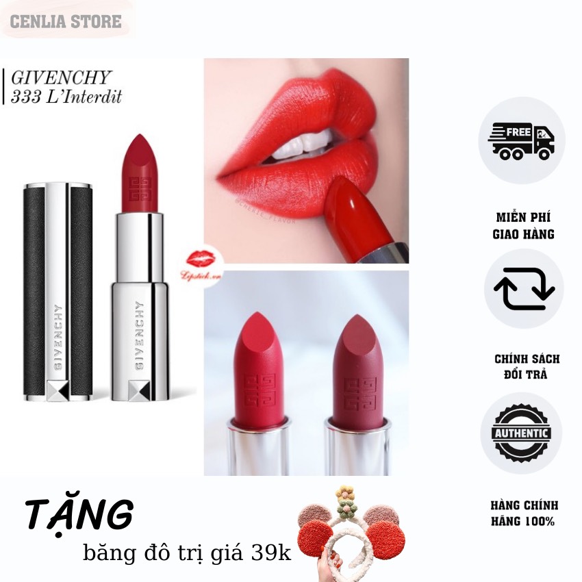 [Freship+Quà] Son Môi Chính Hãng Dưỡng Môi Chống Thâm Lì Màu Không Trôi Cao Cấp Giá Rẻ Givenchy Le Rouge Mini 1.5G Fullbox Màu 333