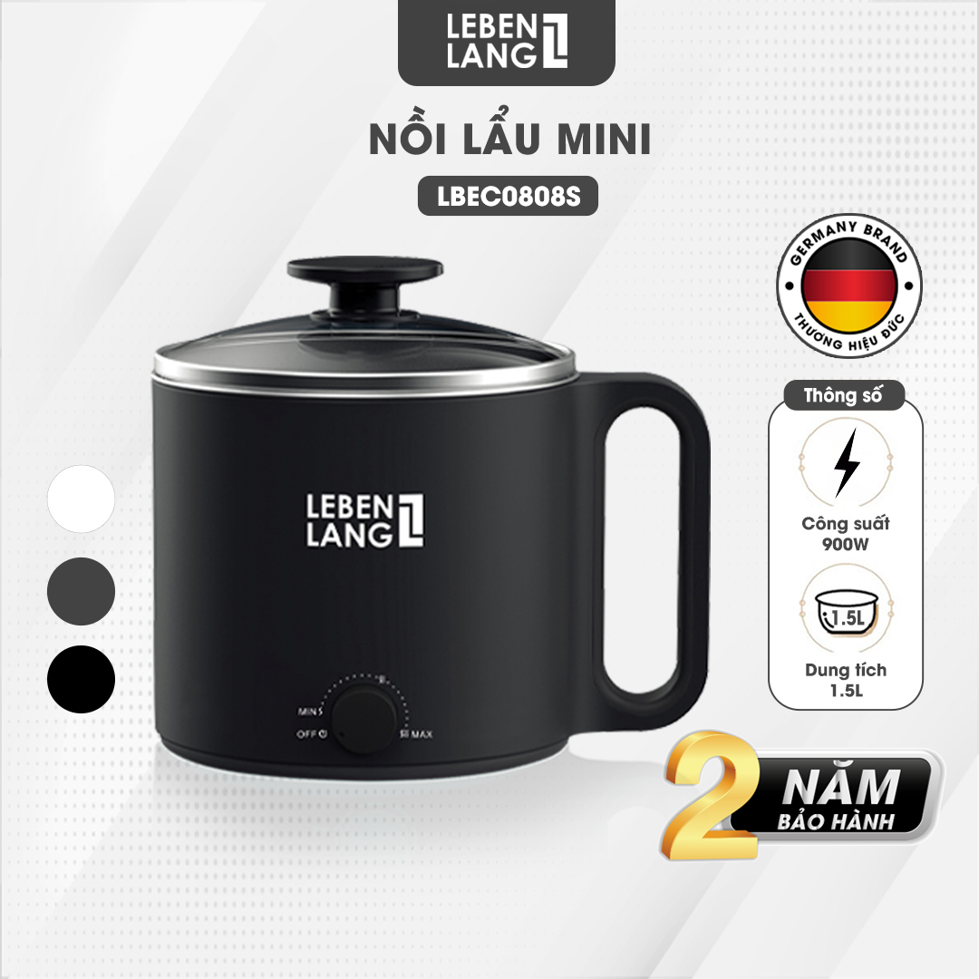 Nồi lẩu điện mini đa năng Lebenlang LBEC0808 1500ml 900W bảo hành 2 năm - hàng chính hãng
