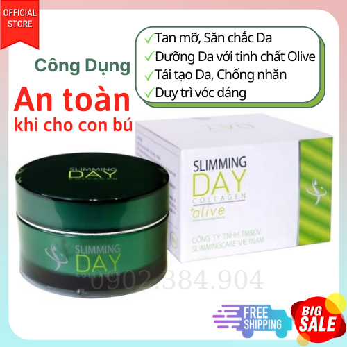 Kem Tan Mỡ Bụng Slimming Day Collagen Olive Thế Hệ Mới An Toàn Cho Mẹ Sau Sinh Cho Con Bú (Sẵn Sll)