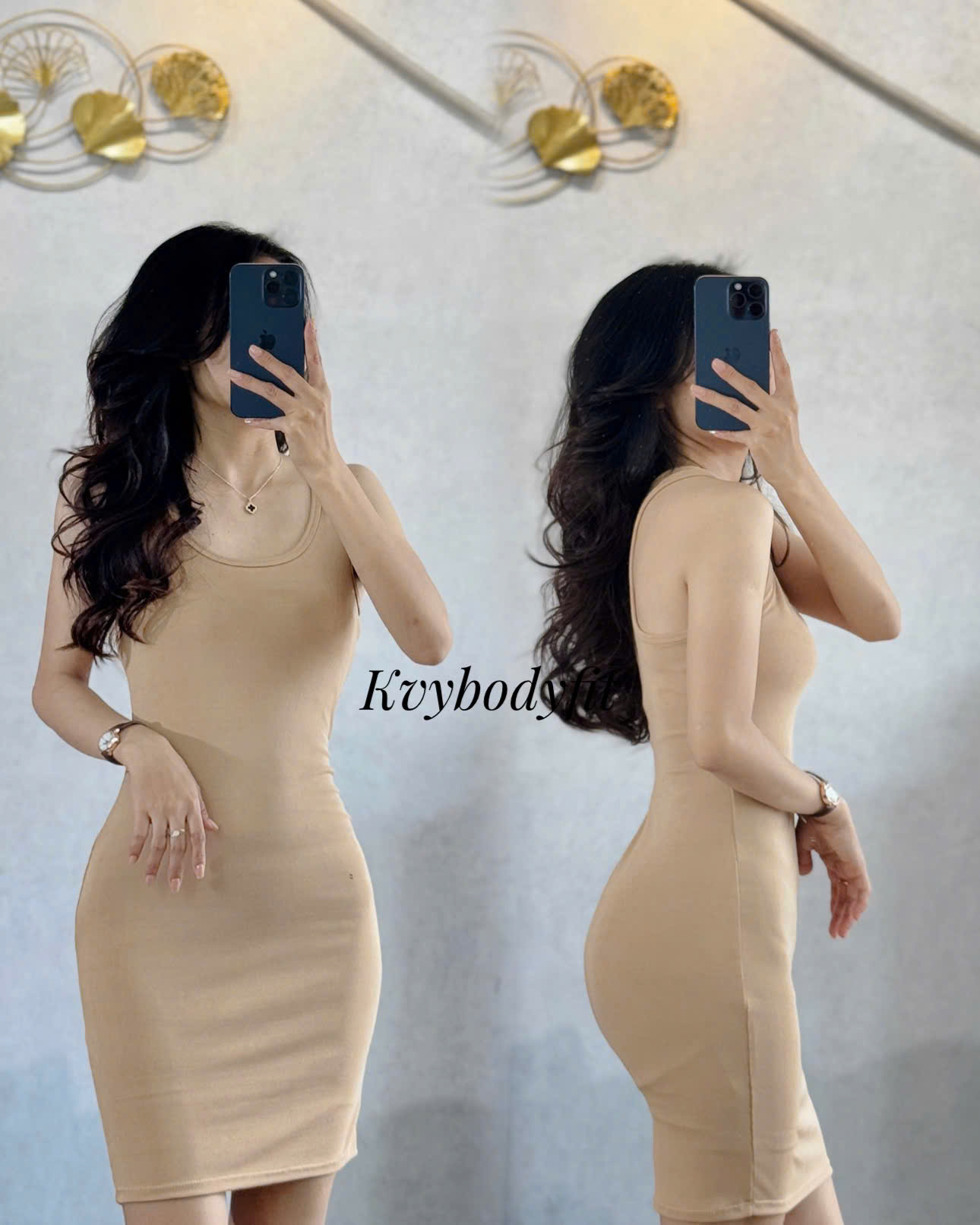 Đầm body sát nách ba lỗ phom ngắn siêu hách dáng Kvy D1 chất thun cotton mịn co giãn thích hợp mặc ở