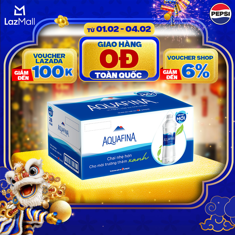 [SALE TẾT] Thùng 28 Chai Nước tinh khiết Aquafina (500ml/chai)